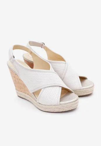 Giày Đế Xuồng Geox D JANIRA C WOV.PR.BUF+SYN.LE Quai Chéo Màu Trắng Size 38